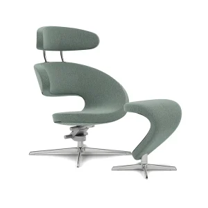 Varier Peel con poggiapiedi - base cromata - tessuto Re-Wool Verde + OMAGGIO